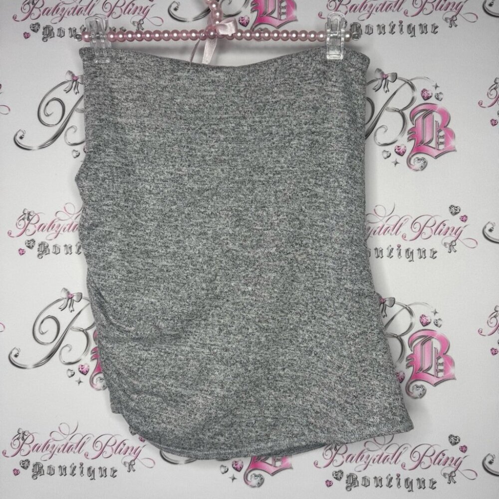 Aritzia Wilfred free Ruched Skirt soft stretchy grey white heathered - Picture 6 of 7